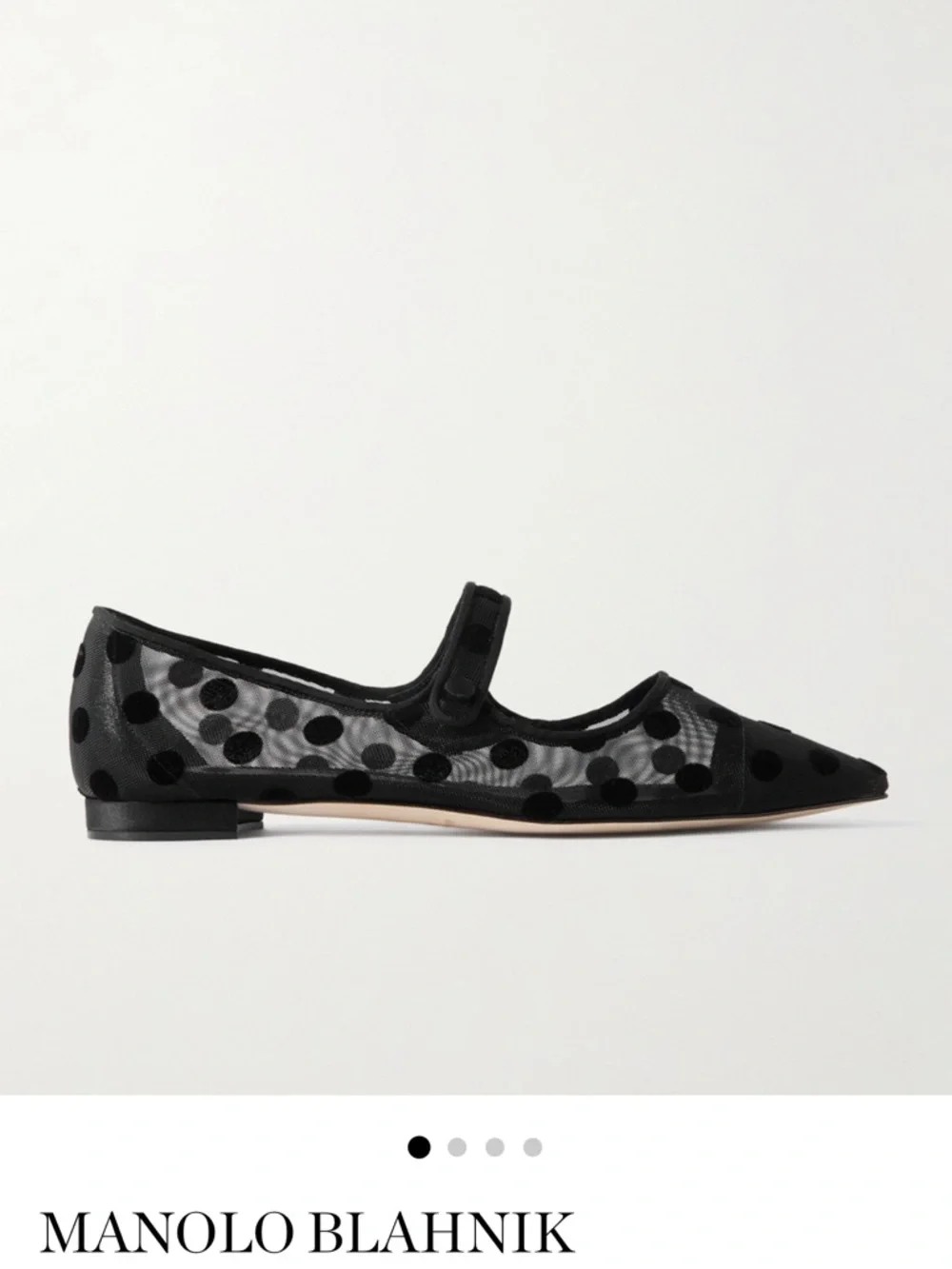 NIB Manolo Blahnik Campari Polka Dot Ballet Flats - Black - Picture 2 of 9